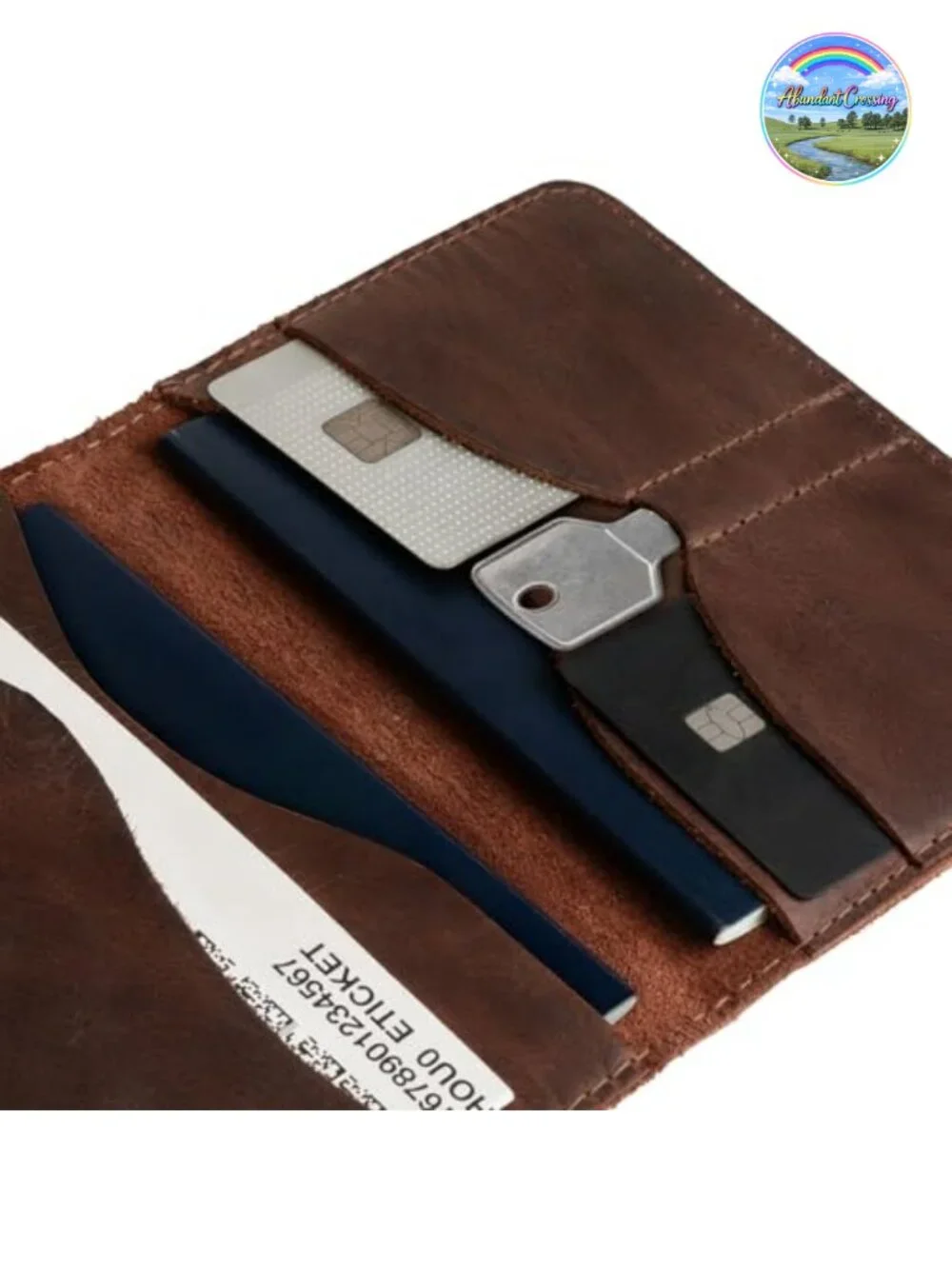Full Grain Leather Passport Cover with Key Holder and Bill Slots, Handmade